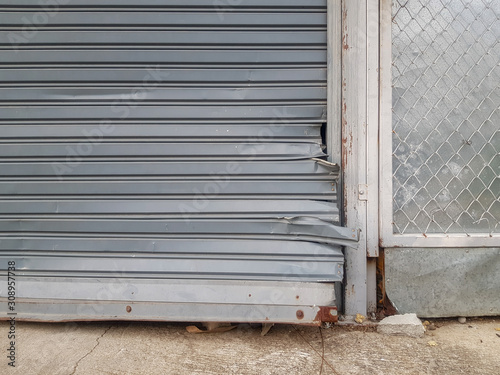 Old rolling steel doors gates Damaged