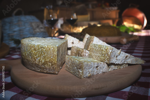 Typical Bergamo cheese from the Taleggio valley "Strachitunt"