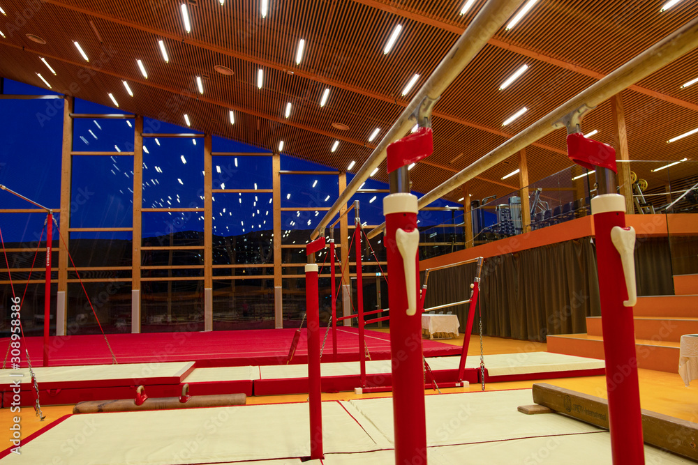 Gymnastic equipment in a gymnastic center in the Faroe Islands 