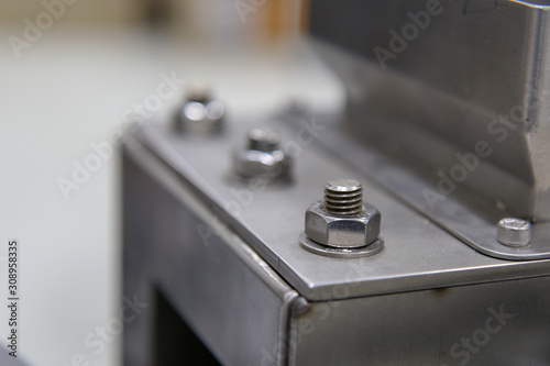 The bolts and nut on flanged plate connection