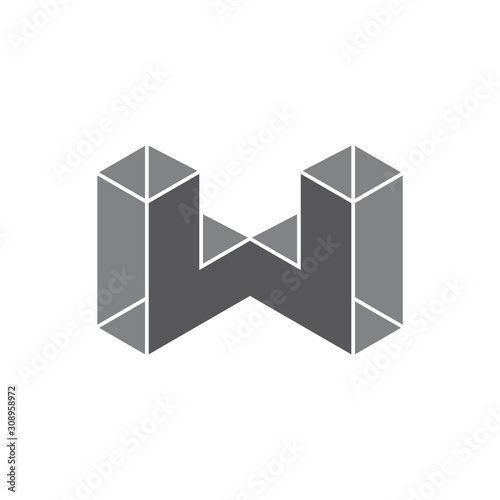 letter w mosaic geometric design logo vector