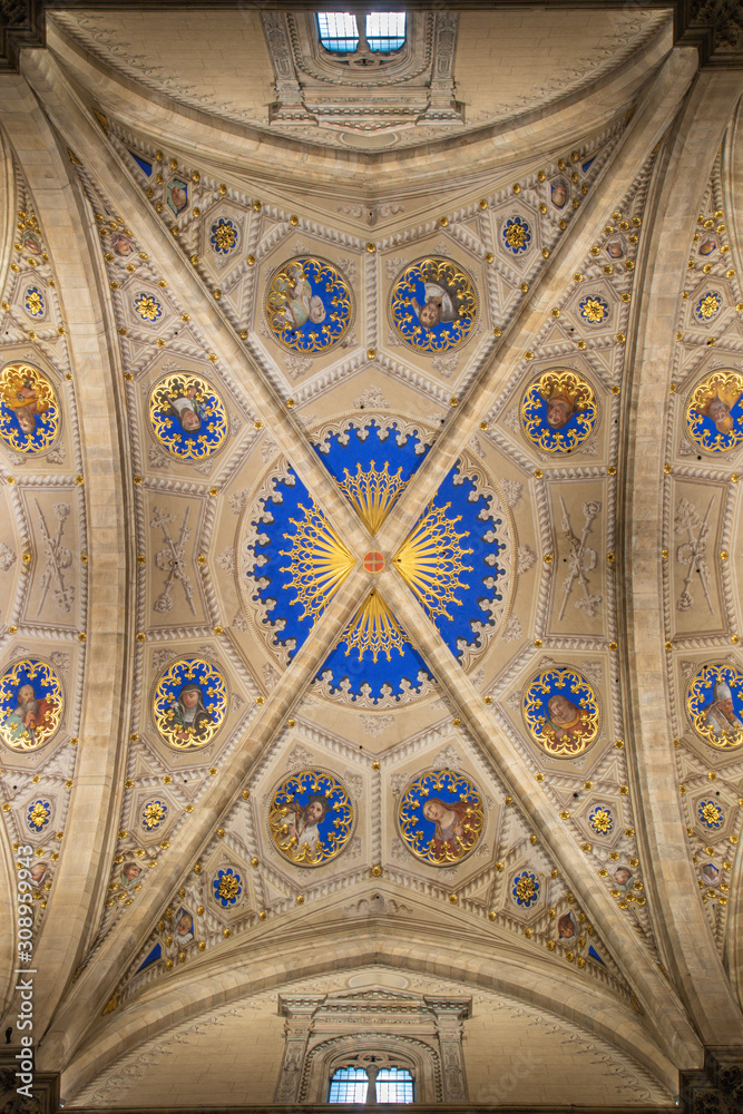 COMO, ITALY - MAY 8, 2015: The ceiling in Cathedral (Duomo di Como).