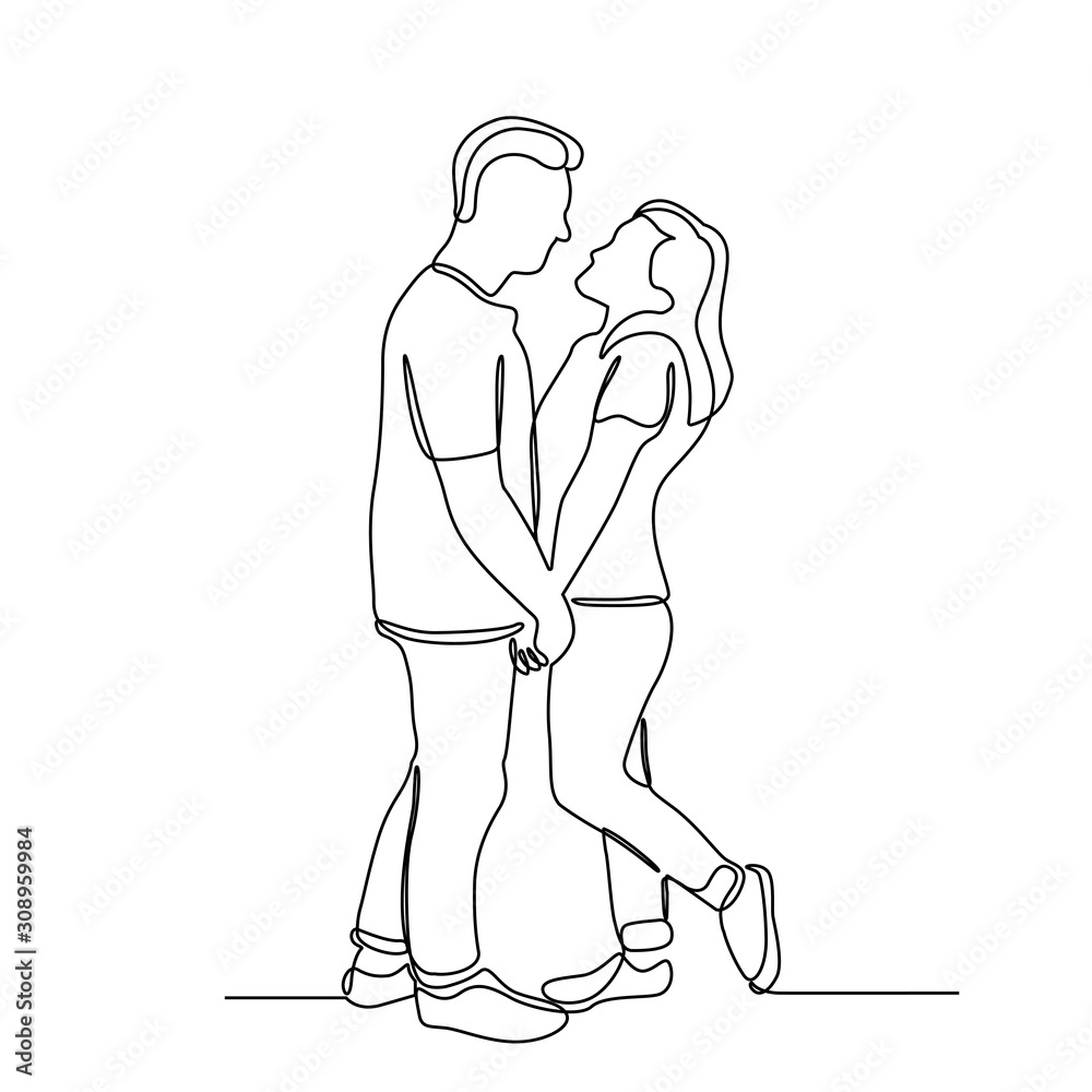 continuous line drawing of man and woman couple vector illustration ...