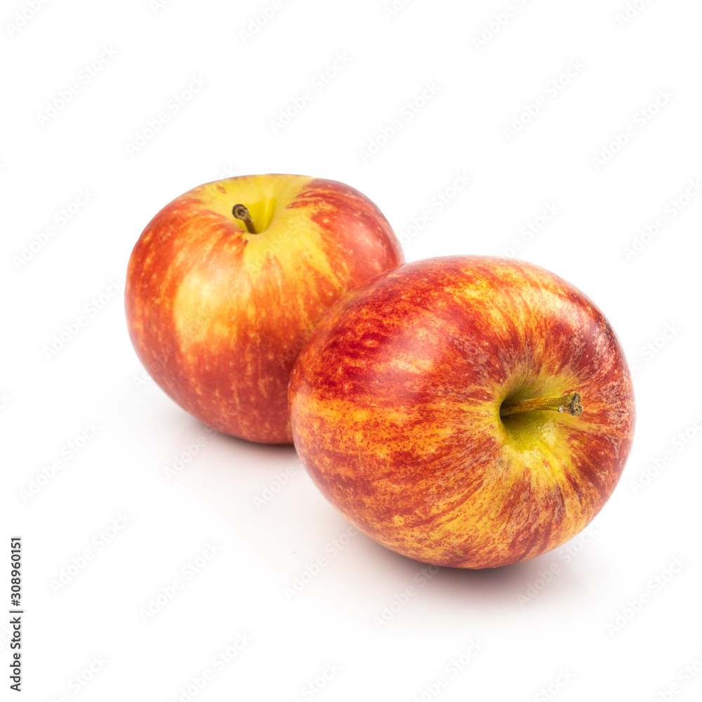 Organic Gala apples (Malus domestica) isolated on white background.Healthy Fruit Concept and Weight Loss Organic Gala apples (Malus domestica) isolated on white background.Healthy Fruit Concept and Weight Loss