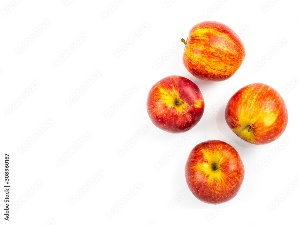 Organic Gala apples (Malus domestica) isolated on white background.Healthy Fruit Concept and Weight Loss Organic Gala apples (Malus domestica) isolated on white background.Healthy Fruit Concept and Weight Loss