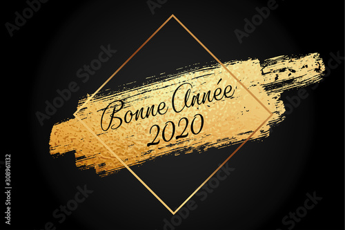 Bannière Dorée avec losange sur fond noir – carte de visite – Nouvel an – bonne année 