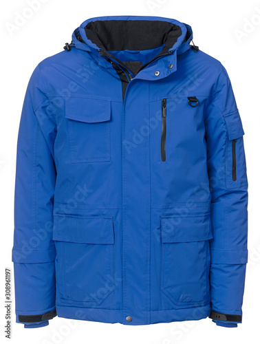 Outdoor coat for men on mannequin isolated