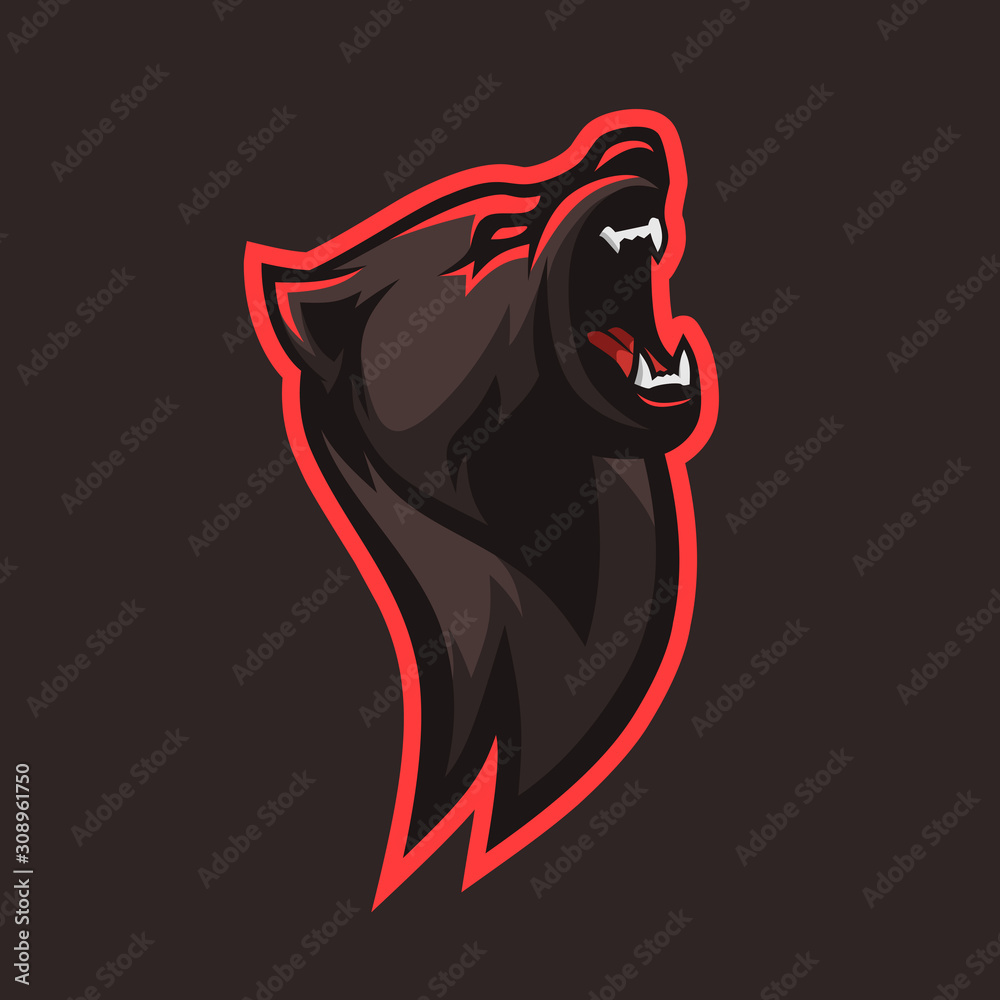 Bear sport e-sport mascot gaming team logo vector premium