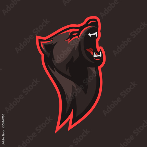 Bear sport e-sport mascot gaming team logo vector premium