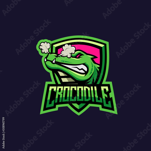 Green Crocodile sport e-sport mascot gaming team logo vector premium