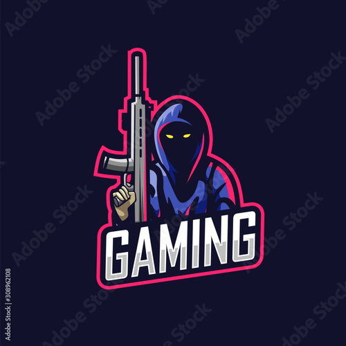 Killer sport e-sport mascot gaming team logo vector premium