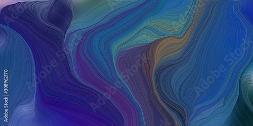 background graphic with modern soft swirl waves background design with dark slate blue, midnight blue and blue chill color © Eigens