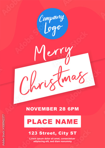 Merry Christmas a4 Flyer Banner poster template vector illustration offer holiday greeting card