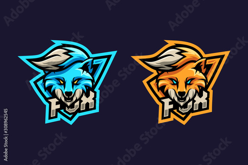 Fox sport e-sport mascot gaming logo template