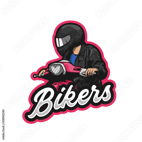 Bikers sport e-sport mascot gaming team logo vector premium