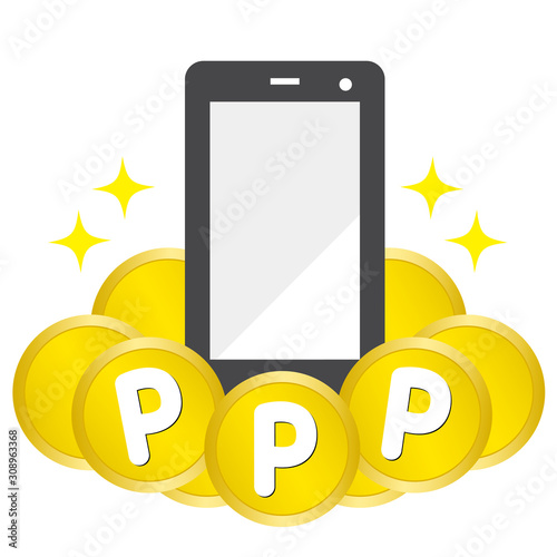 スマートフォンと貯まるポイントイメージ　Smartphone point