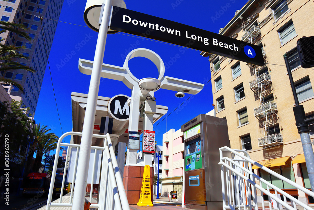 LONG BEACH Los Angeles, California - Downtown Long Beach Metro Station ...