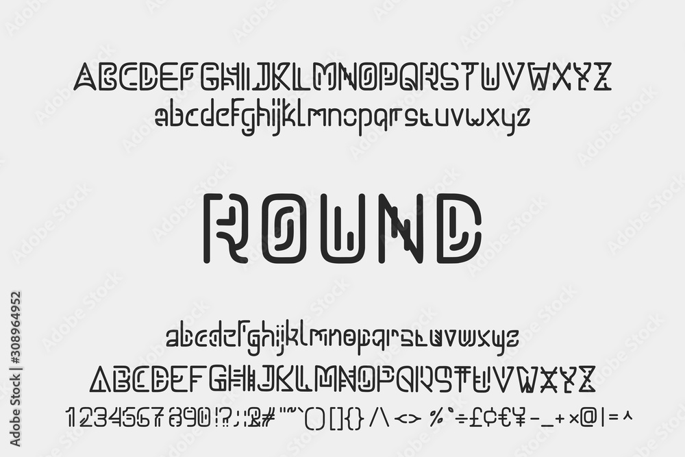 Round font alphabet