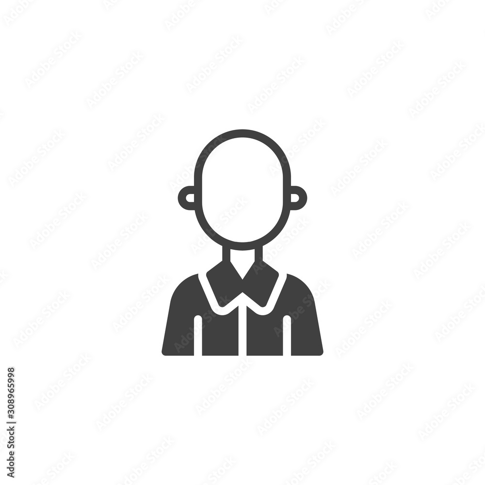 Hairless man avatar vector icon. Male user profile filled flat sign for mobile concept and web design. Young man person glyph icon. People avatar symbol, logo illustration. Vector graphics Hairless man avatar vector icon. Male user profile filled flat sign for mobile concept and web design. Young man person glyph icon. People avatar symbol, logo illustration. Vector graphics