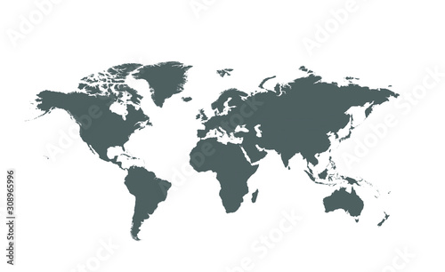 Isolated Global Vector World Map on White Background photo