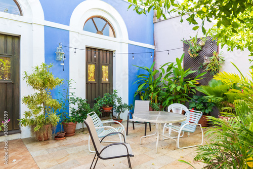 Colorful photo of a patio in Old San Juan Puerto Rico