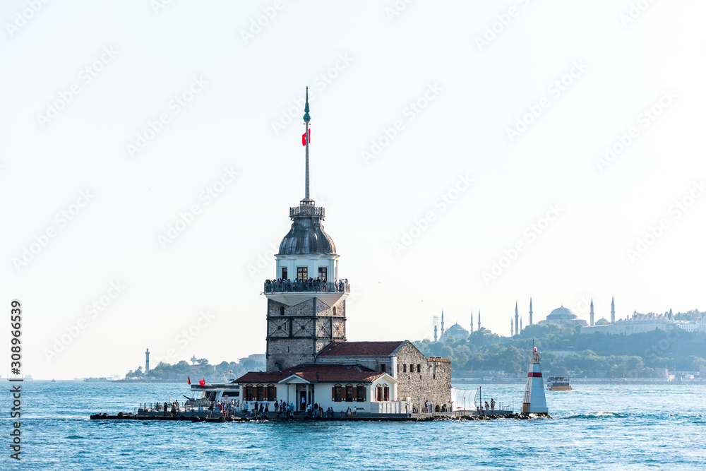 The Maiden's Tower, also known as Leander's Tower since the medieval Byzantine period, is a tower lying on a small islet located at the southern entrance of the Bosphorus strait