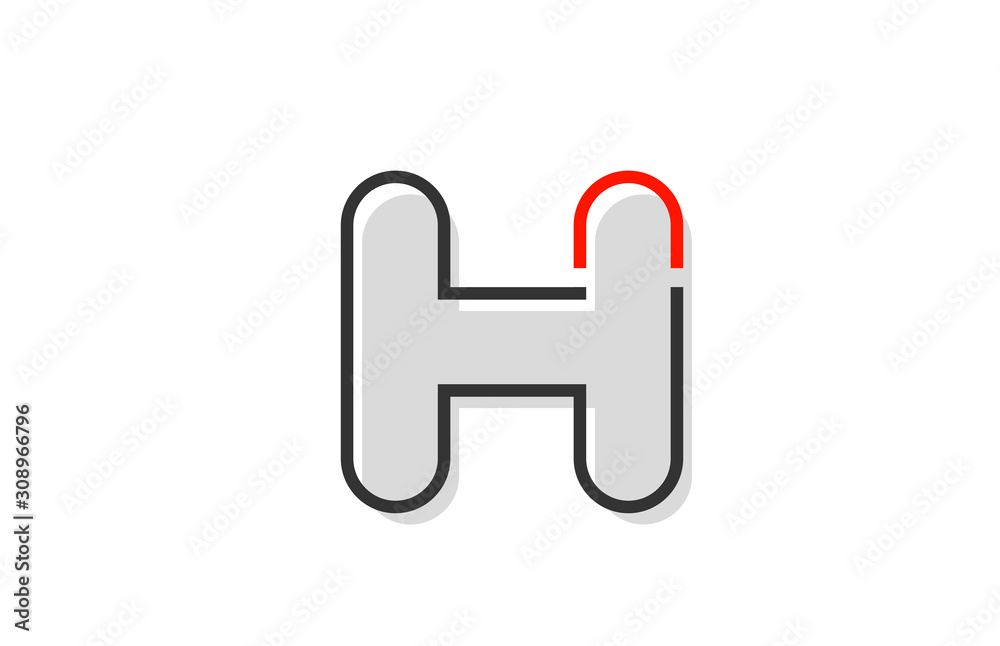 black red grey letter H alphabet logo design icon for company black red grey letter H alphabet logo design icon for company