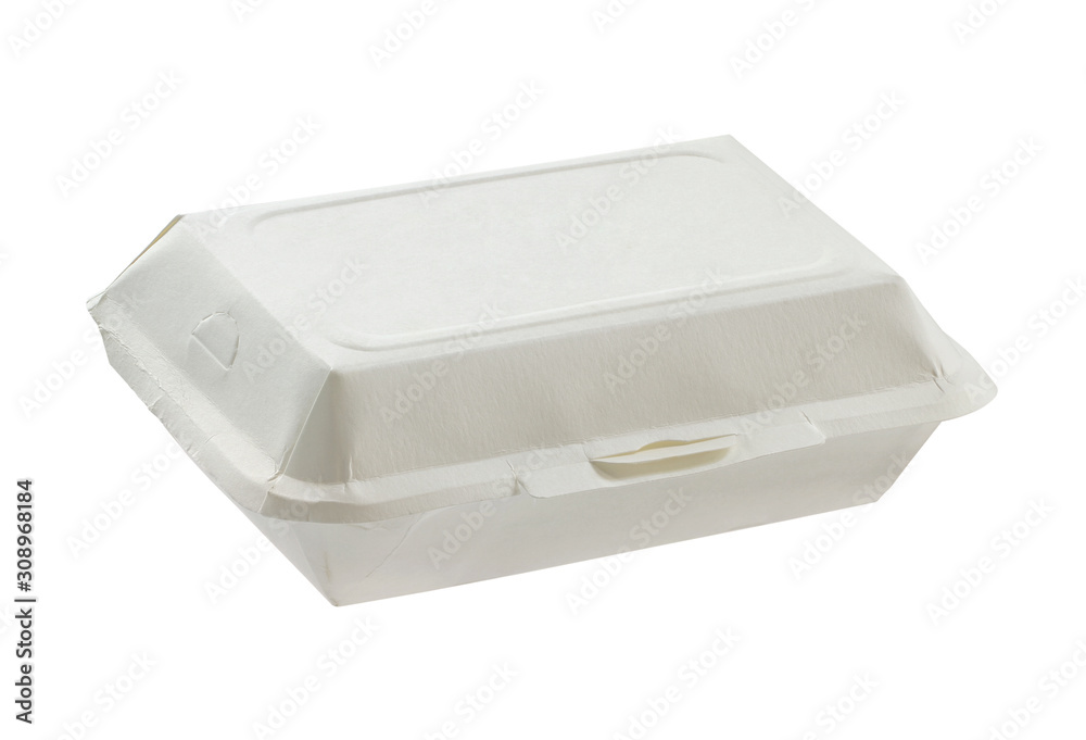 Paper food box disposable (with clipping path) isolated on white background Paper food box disposable (with clipping path) isolated on white background