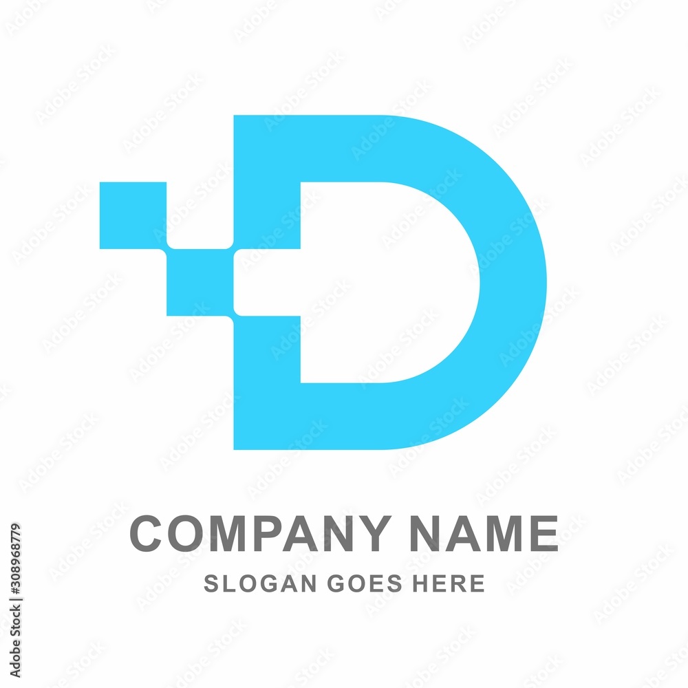 Fototapeta premium Monogram Letter D Geometric Square Pixel Business Company Vector Logo Design