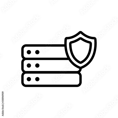 Protect the vector icon database. A thin line sign. Isolated contour symbol illustration