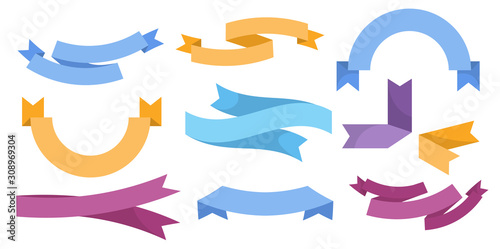Ribbon banners set for text in various colors and shapes