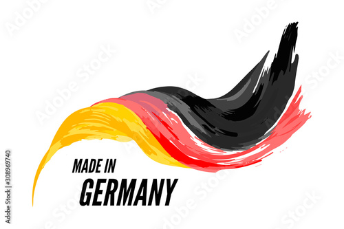 The flag of Germany with the inscription is made in Germany. Vector illustration on a white background
