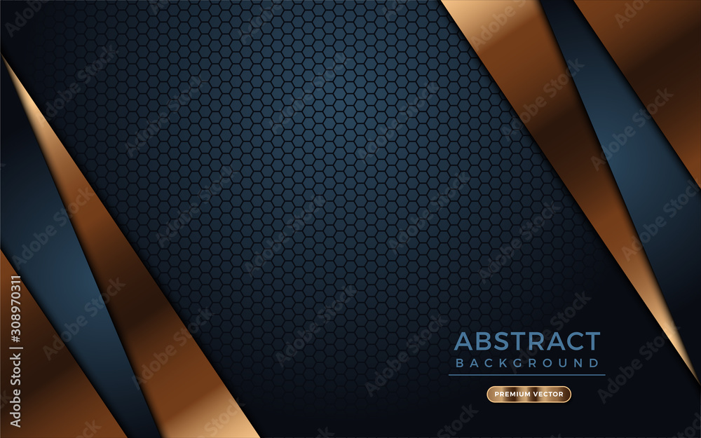 Dark navy background with golden lines.  Modern Geometric Illustration vector.