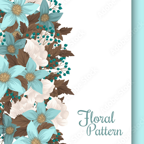 Mint green floral background flower border