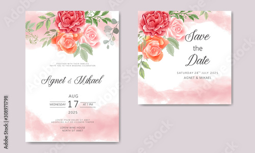 beautiful floral wedding invitation card