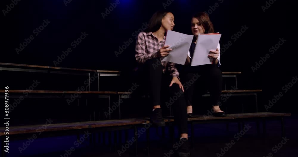 Teenagers rehearsing in a theatre Teenagers rehearsing in a theatre