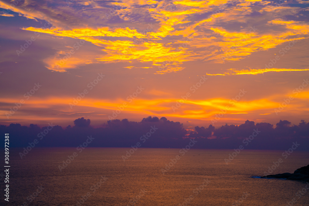 Sea shore sunset sky with cloud