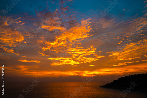 Sea shore sunset sky with cloud