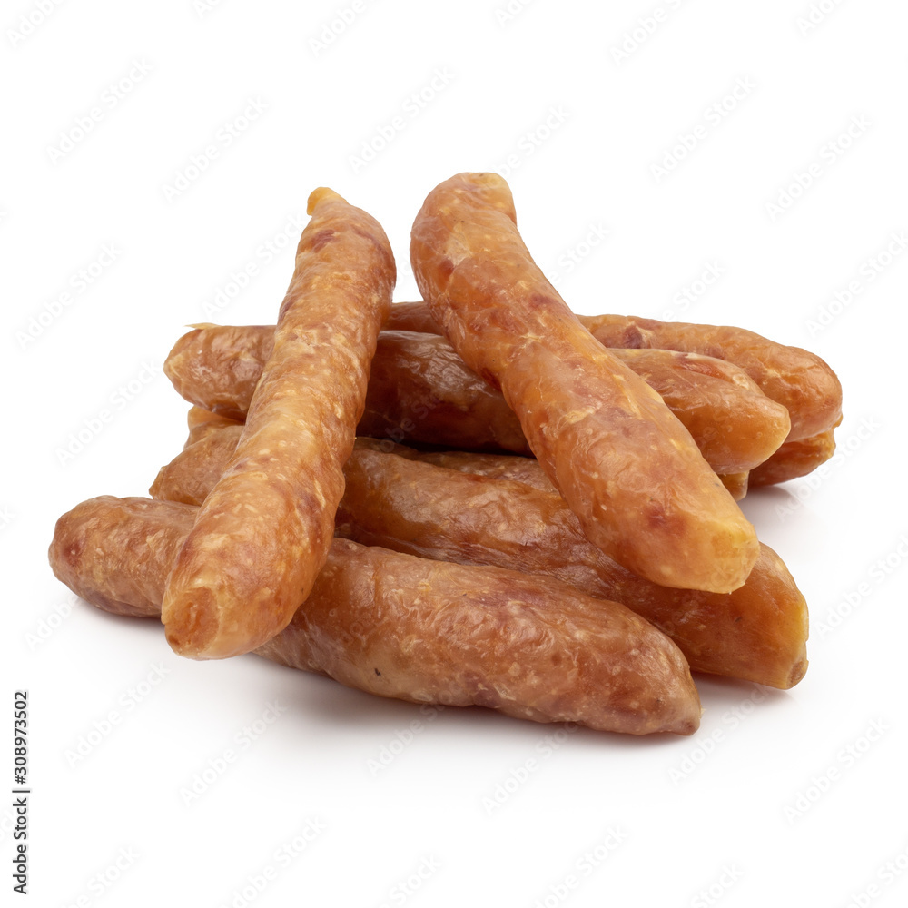 Chinese sausages isolated on white background Chinese sausages isolated on white background