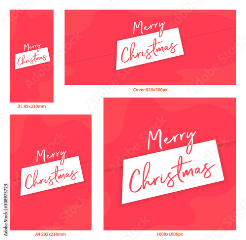 Merry Christmas Sale a4 DL cover Flyer Banner poster template vector illustration offer holiday greeting card pack set