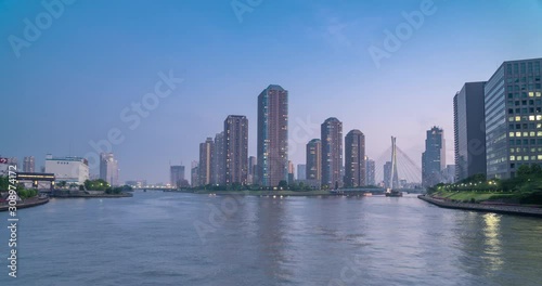 Tokyo Cityscape Okawabata River seen from Eitai Bridge, Japan Travel photo