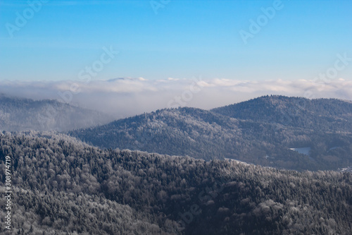 Beskid Sadecki Mountains in winter. View from Jaworzyna Krynicka, Poland. © ffolas