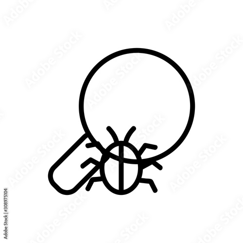 Search for the virus icon vector. A thin line sign. Isolated contour symbol illustration