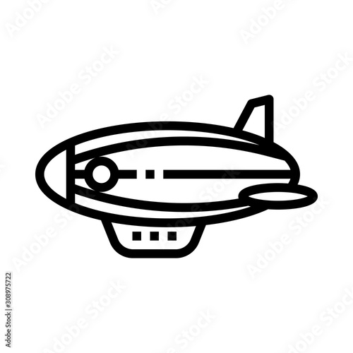 dirigible isolated outline icon, vector and illustration