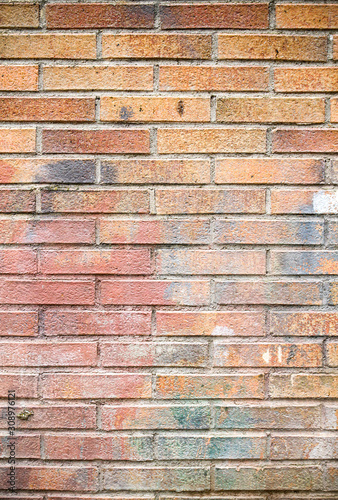 Old stained bricks wall background