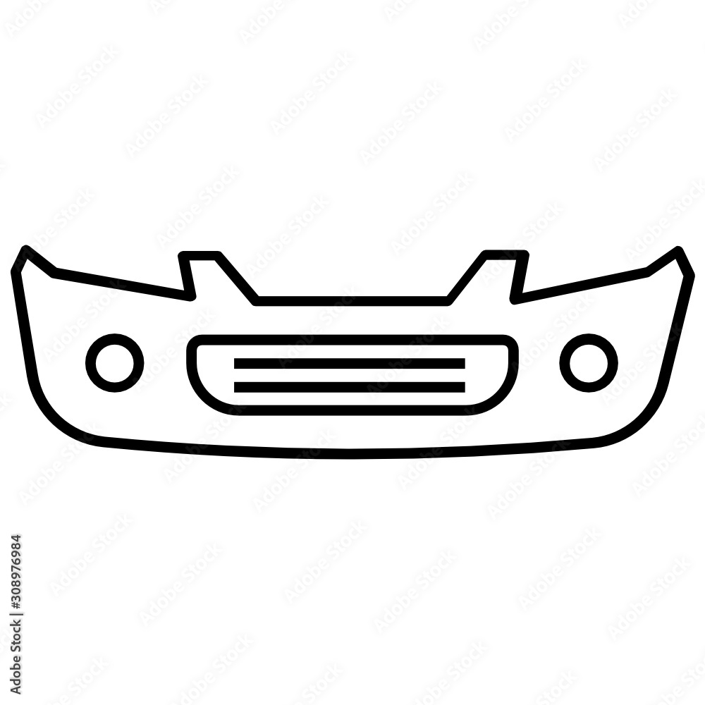 Vehicle Bumper Concept, Car Front End protecting components Vector Icon design