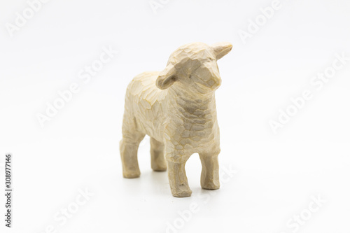 Christmas ornament Lamb figurine in wood
