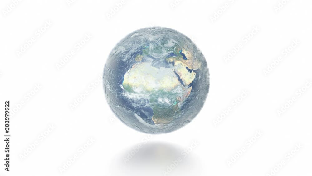 Realistic Earth Rotating on White with shadow 4K Realistic Earth Rotating on White with shadow 4K