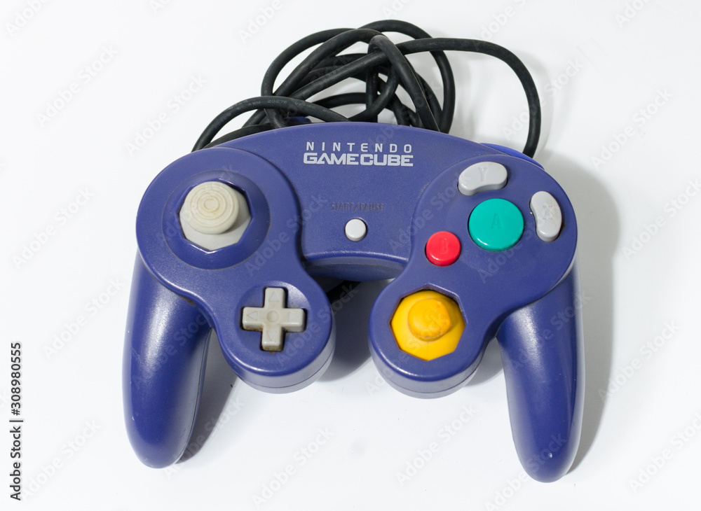 london, england 05/052019 A Purple Nintendo Game Cube Console on a ...