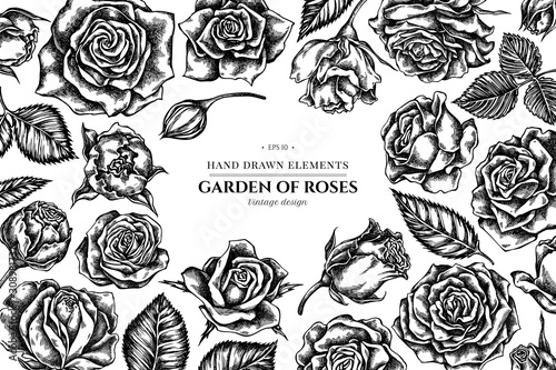 Floral design with black and white roses